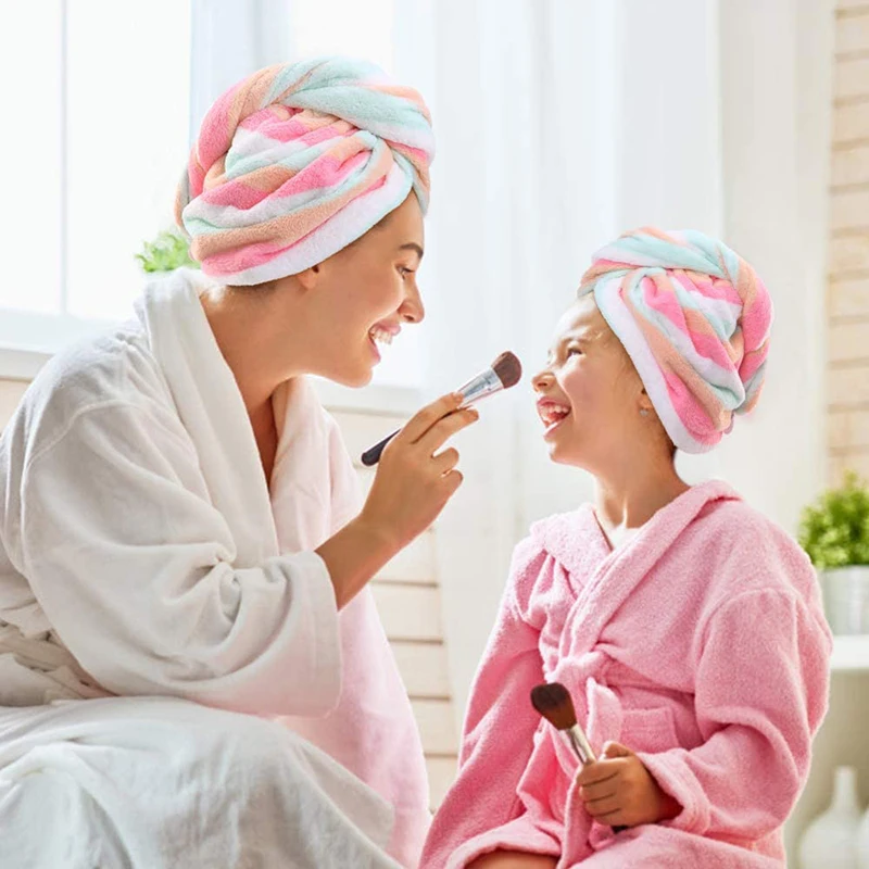 2 шт. микрофибра полотенце для волос s обертка женщин вьющиеся волосы спа тюрбан