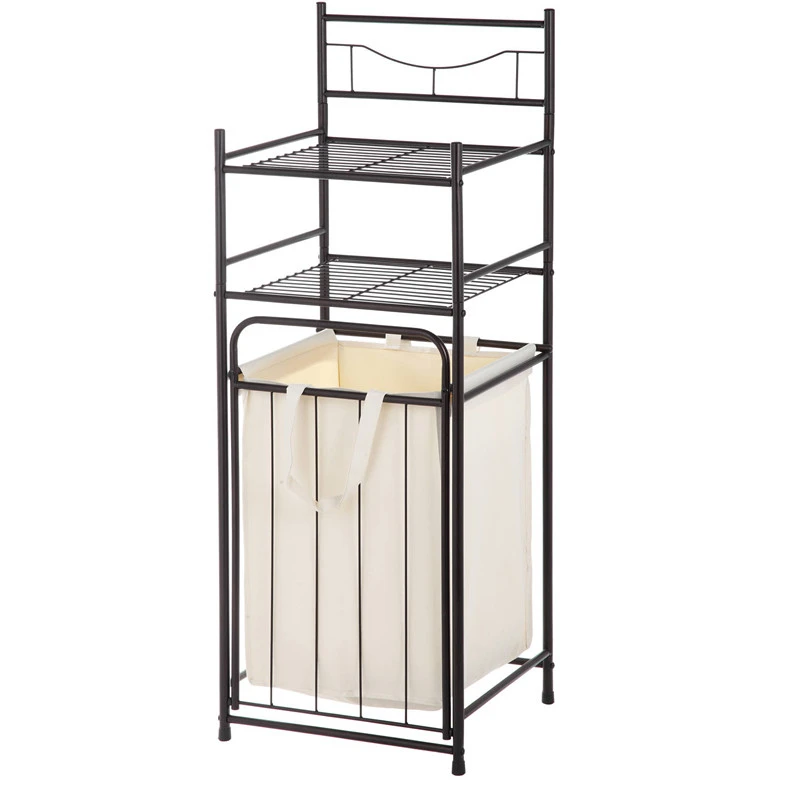 

Large Bathroom Storage Rack with Laundry Basket Balcony Toilet Dirty Clothes Storage Basket