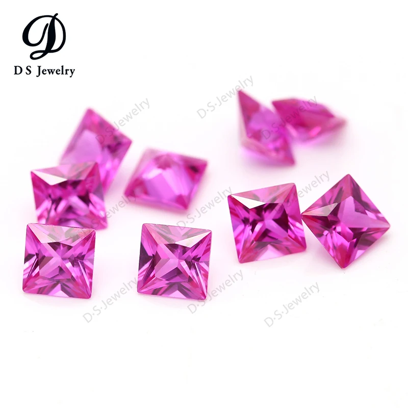 Оптовая продажа драгоценный камень квадратная форма принцесса вырез 3 # розовый
