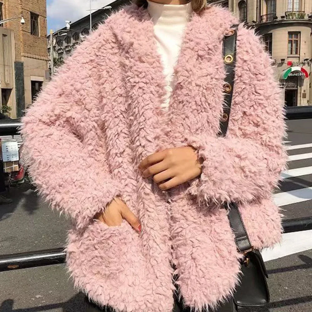 Женское зимнее пальто размера плюс с искусственным мехом плащ бомбер шерстяное