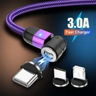 Магнитный кабель ZUIDID, Micro USB, Type-C, 3 а, с поворотом на 540 градусов, для быстрой зарядки iPhone 12 Pro Max 11 Plus, XR, Samsung, Xiaomi
