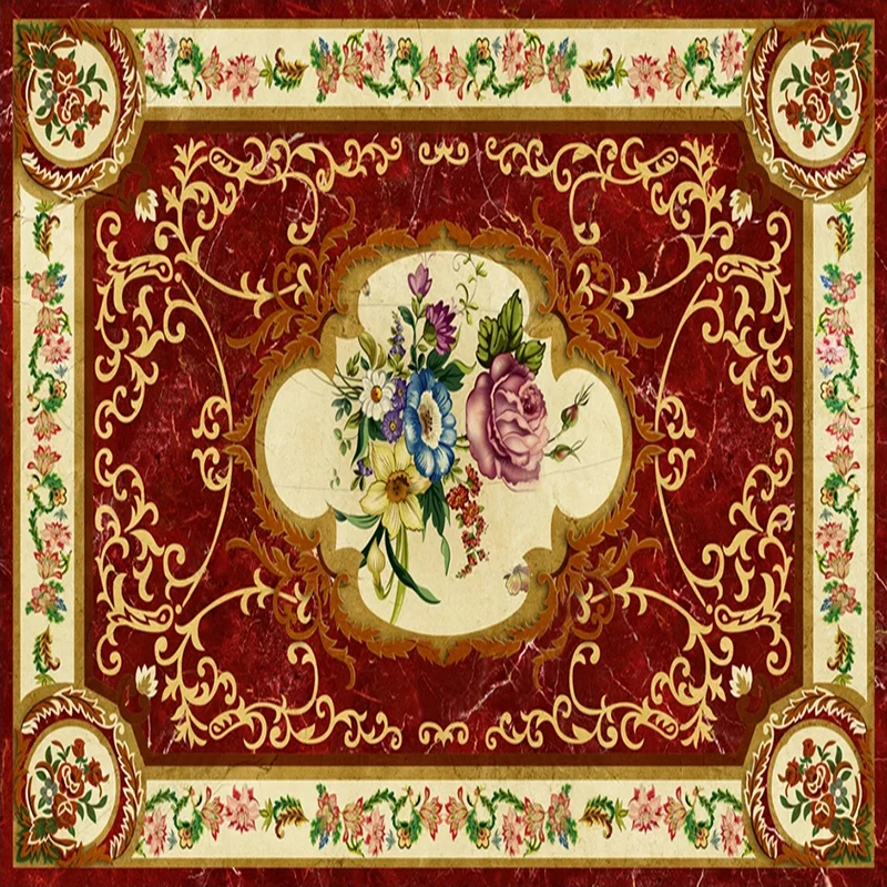 Пользовательские 3D наклейки на пол обои в европейском стиле мраморный цветочный