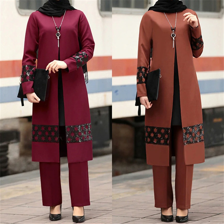 

Muslim Fashion Abaya Dress Arab Middle East Islamic Clothing for Women Eid Mubarak Saudi Arabia Dubai Casual Abayas Pant Set
