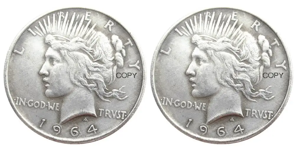 Копия посеребренной монеты с изображением двух долларов мира США 1964/1964 | Дом и сад