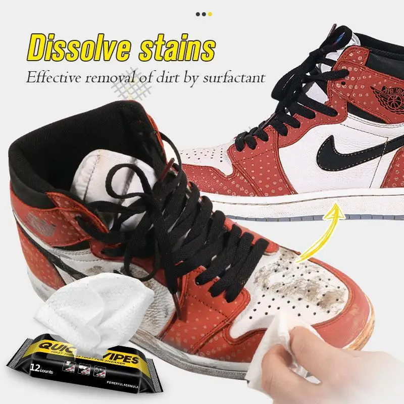 Одноразовые влажные салфетки для обуви чистящие 12 шт. портативный белый материал