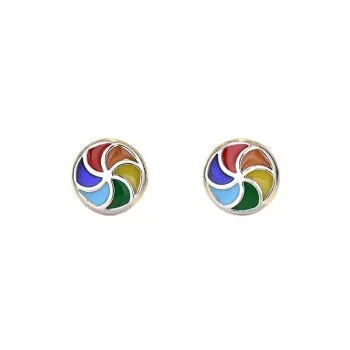 

Rotary Earrings Female Japanese and Korean Style Simple Small Fresh Lovely Color Round Earrings Student Jewelry Wholesale 130