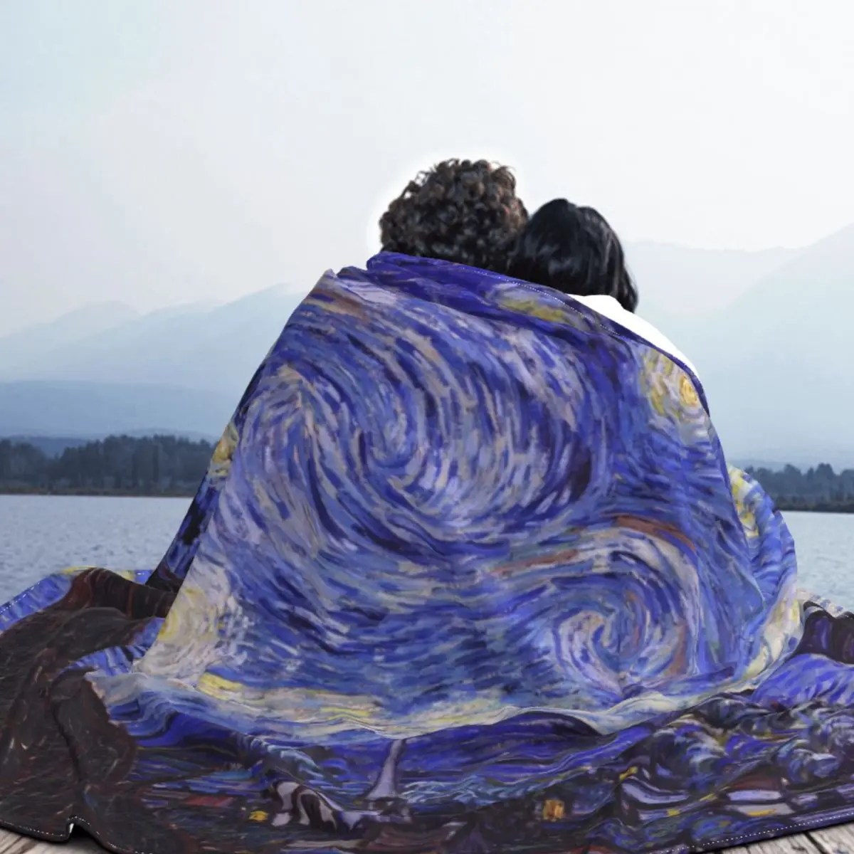 Плед Ван Гог Ночное звездное небо одеяла фланелевые зимний многофункциональный