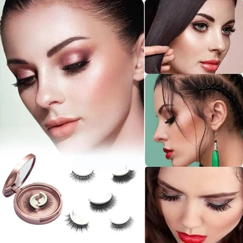 

1 пара, многоразовые самоклеящиеся ресницы, клей, свободный Стандартный клей, необходимый макияж, ресницы или накладные ресницы, X3n4