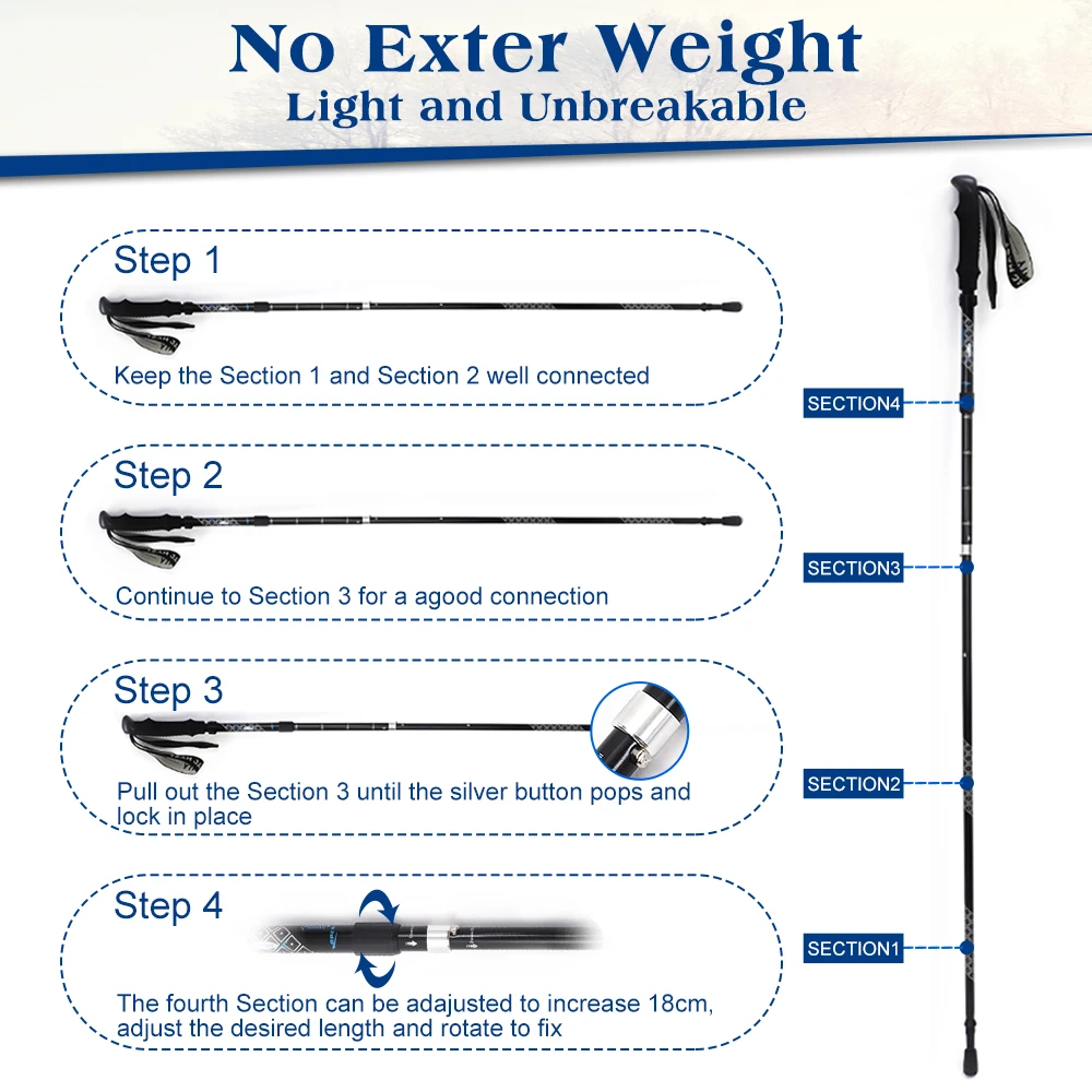 2 шт. скандинавские противоударные палки для ходьбы телескопические