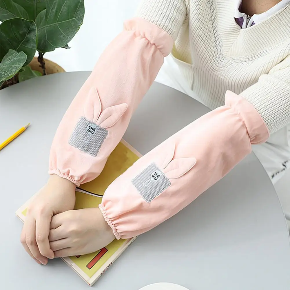 

1 Pair Sleeves Cartoon Rabbit Ear Design Dirt Resistant Elastic Cuff Kitchen Oversleeves for Home