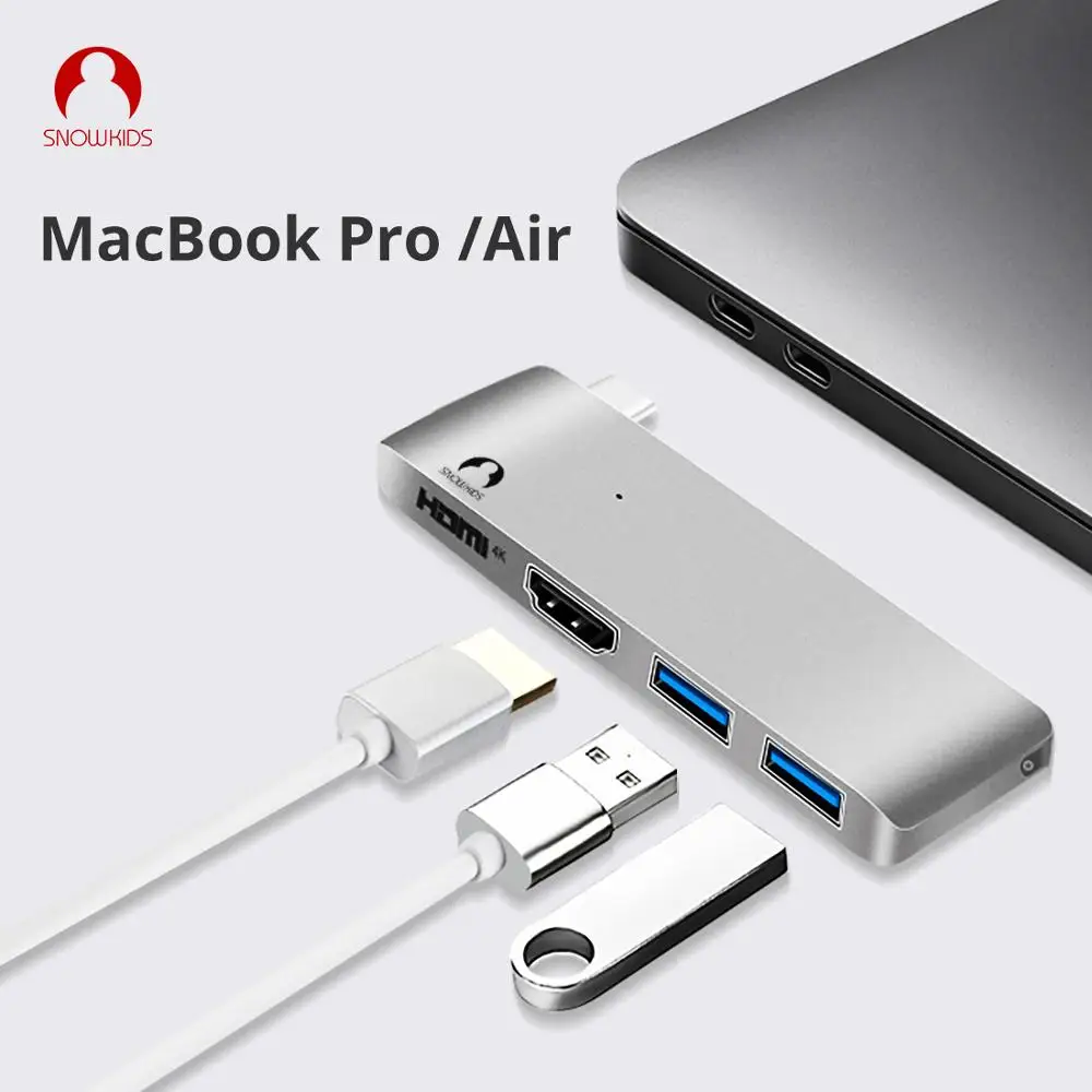 Док-концентратор Snowkids type C для MacBook Pro MacBook Air HDMI USB3.0 USB C портами расширительный разветвитель