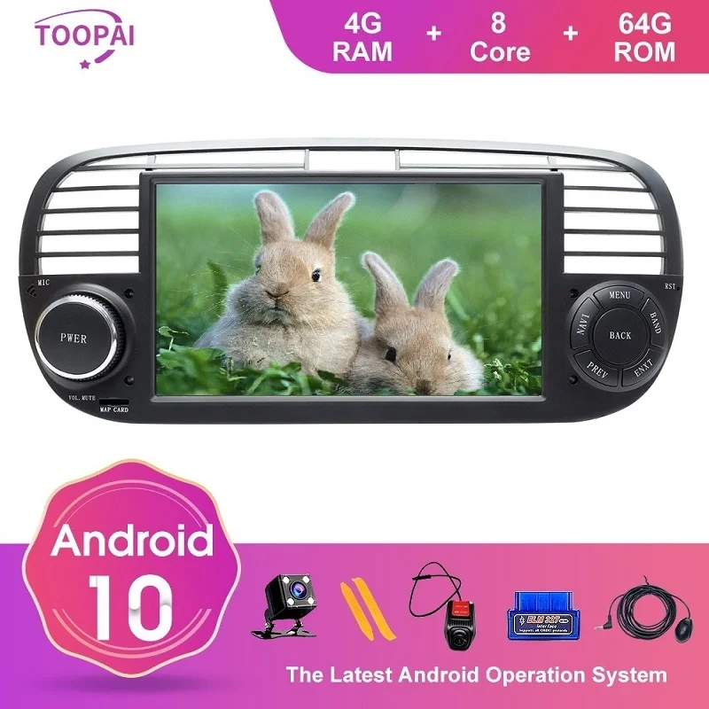 

TOOPAI Android 10 For Fiat 500 2009-2015 Auto Radio Stereo Head Unit GPS Navigation Car Multimedia Player 500