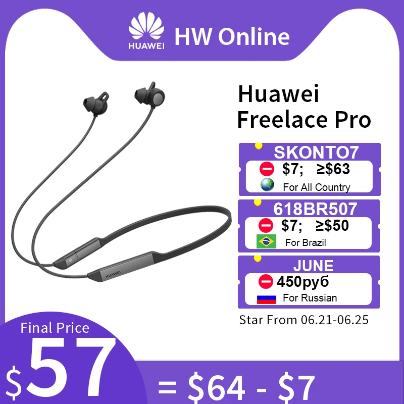 HUAWEI FreeLace Pro Bluetooth 5 0 беспроводная гарнитура 3 Mic дизайн активное шумоподавление