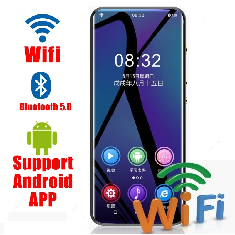 Новейший MP3 плеер Andorid wifi M200 Bluetooth 5 0 с сенсорным экраном 3 дюймов 8 Гб HIFI