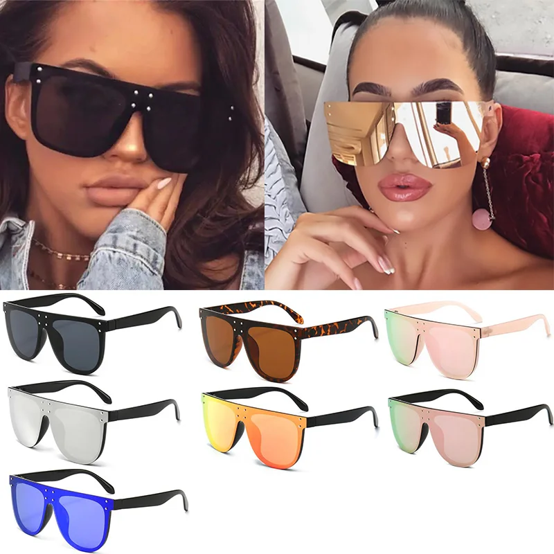 Мужские и женские квадратные солнцезащитные очки с заклепками большие черного