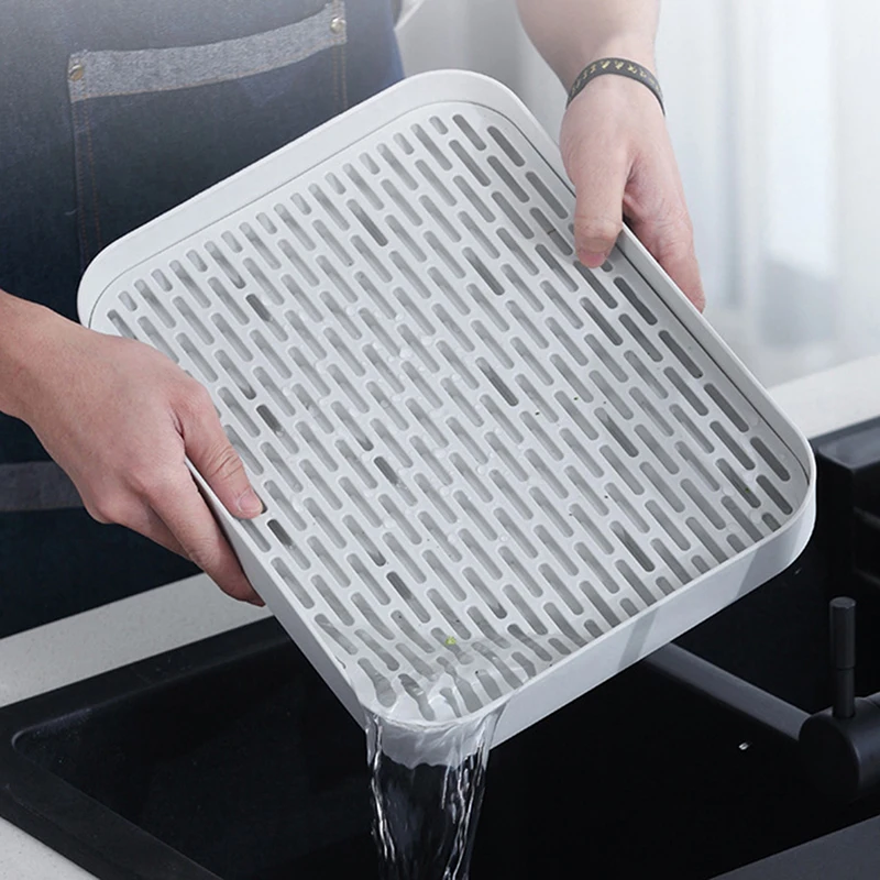 

Cup Storage Tray Double Layer Dish Drainer Fruit Vegetable Water Drain Racks Kitchen Organizer Washing Drying Rack Serving Plate
