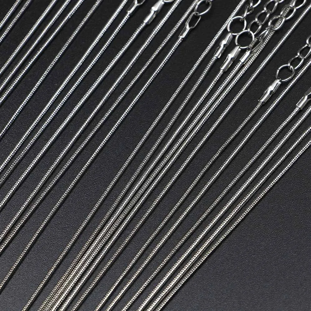 

12Pcs/Pack 45cm Rhodium Gold Snake Long Necklace With Lobster Clasp Chains For DIY Jewelry Making Fingding Materials Accessories