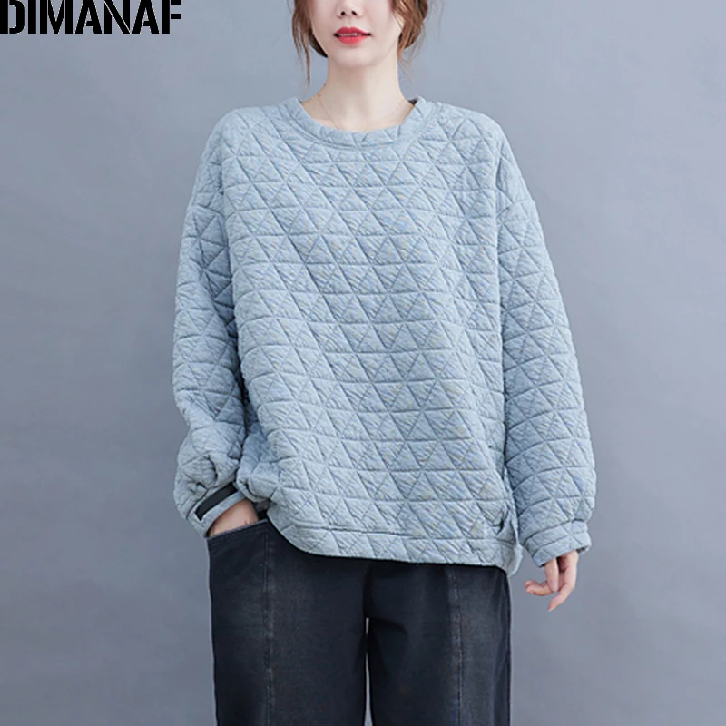 

DIMANAF Autumn Winter Women Clothing Hoodies Sweatshirt Vintage Pullover Lady Tops Shirt Oversize Loose Casual Cotton Thick