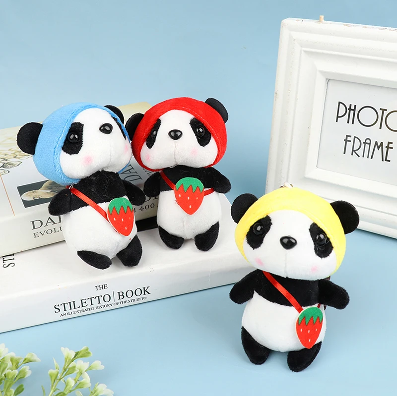 

12CM Cute Cartoon Panda Plush Stuffed Animal Toys Keychain Key Ring Pendant Doll Children Kids Toy