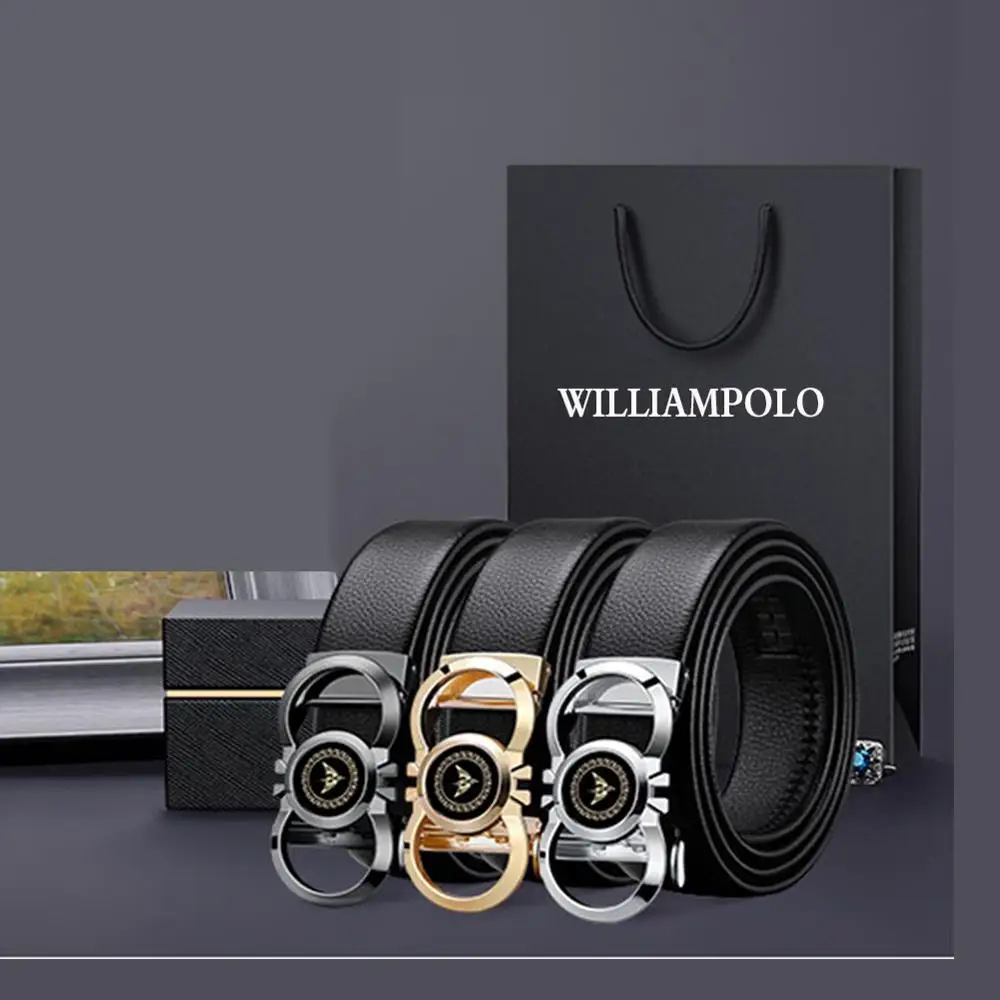 Мужские мягкие ремни-Храповик из натуральной кожи WILLIAMPOLO элегантные роскошные