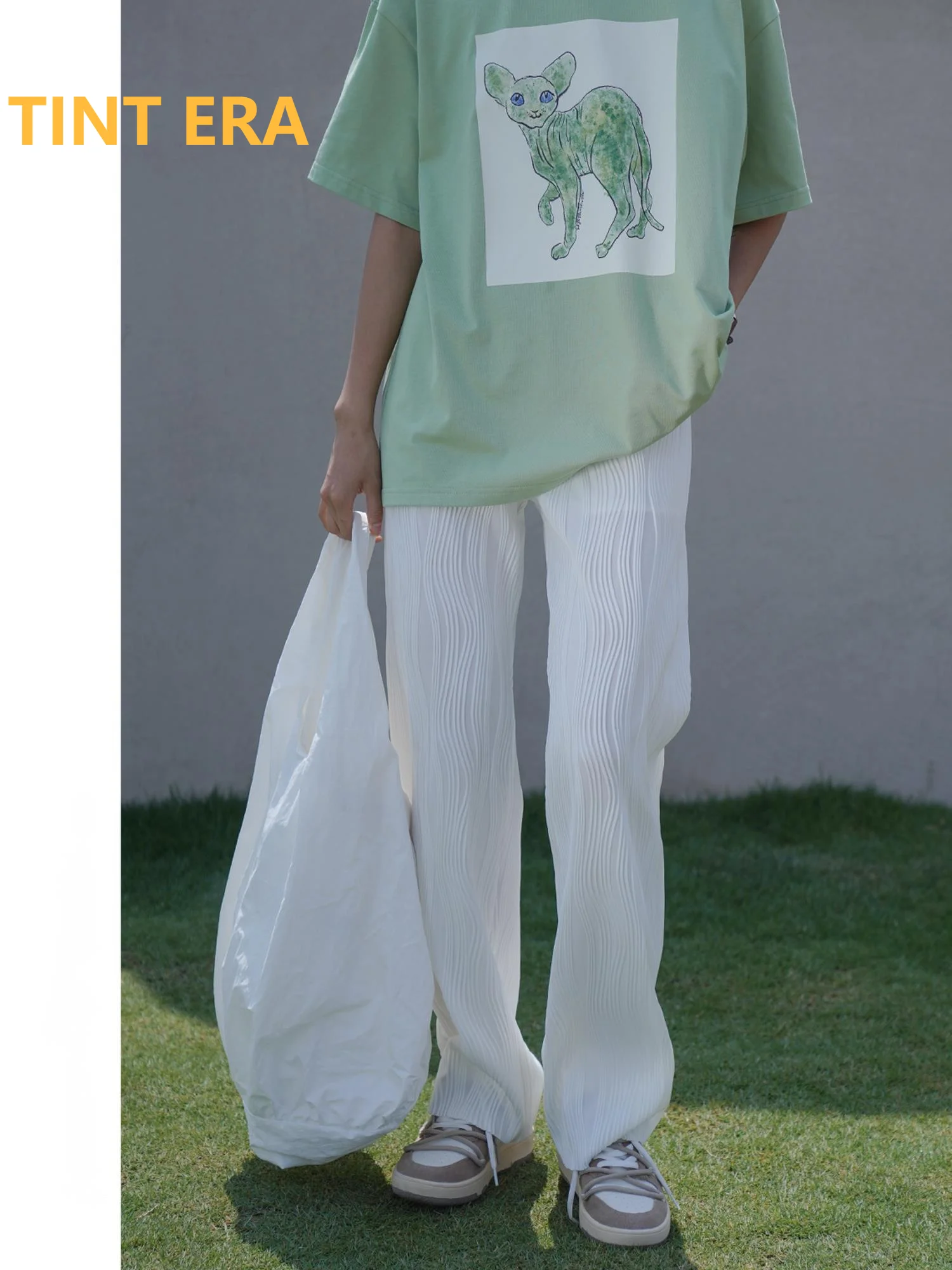 

Брюки женские летние прямые с драпировкой, с высокой талией, в Корейском стиле, Y2K