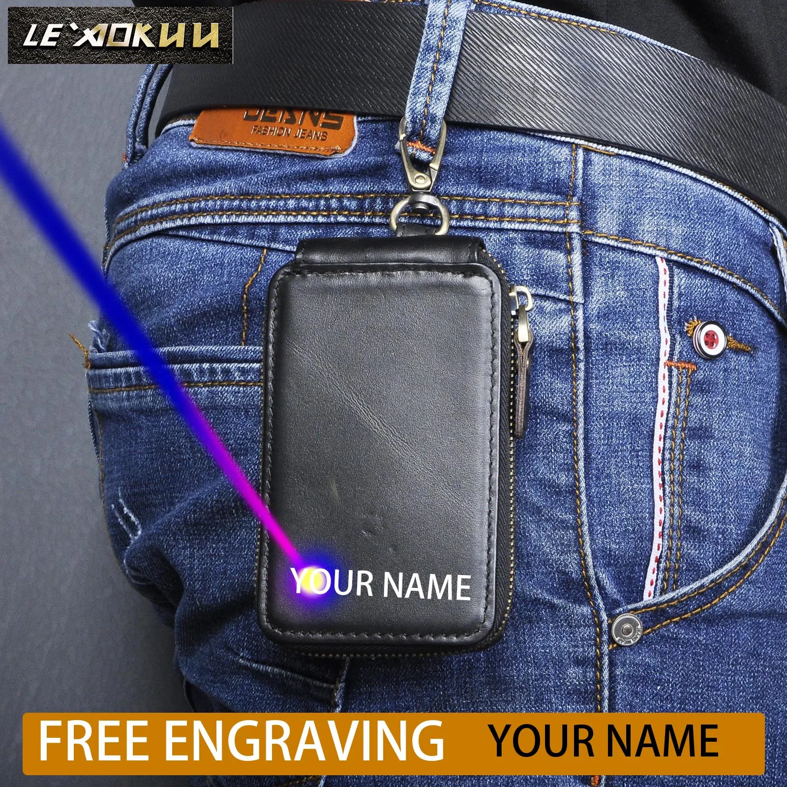 Чехол-кошелек ручной работы из кожи Крейзи Хорс на молнии | Багаж и сумки