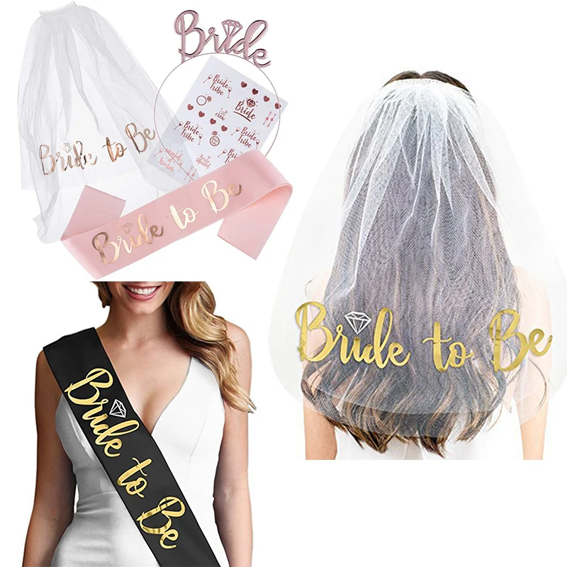 

2021 Bride To Be Letter Foil Balloons Rose Gold Paper Banner Bride Sash Bachelorette Party Decoration Wedding Bridal Supplies