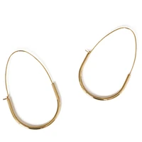 simple fashion copper u shape dangle earrings temperament big hollow oval metal tubular pendant earrings for women girl party