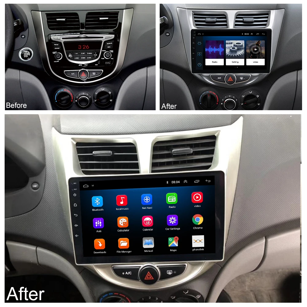 Для Hyundai Solaris accent Verna 2010 2016 2 DIN 9 дюймов Android 8 1 автомобильный мультимедийный плеер