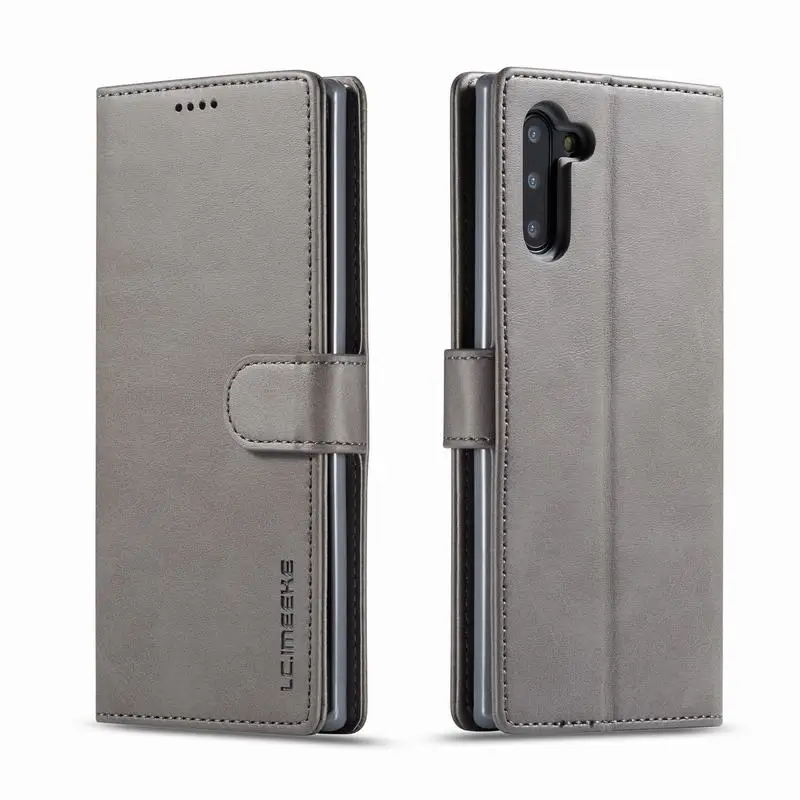 Note10+ кожаный чехол для samsung Galaxy Note 10 Plus, чехол, откидная крышка, samsung Note 10 Plus 5G, чехол, кошелек, магнитный, роскошный чехол - Цвет: Gray