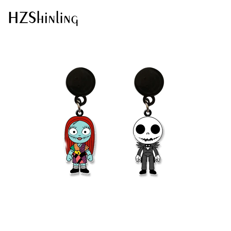 

Новинка 2021 г., серьги-подвески из эпоксидной смолы и акрила с изображением малыша кошмара перед Рождеством Джека Скеллингтона Салли Санты н...