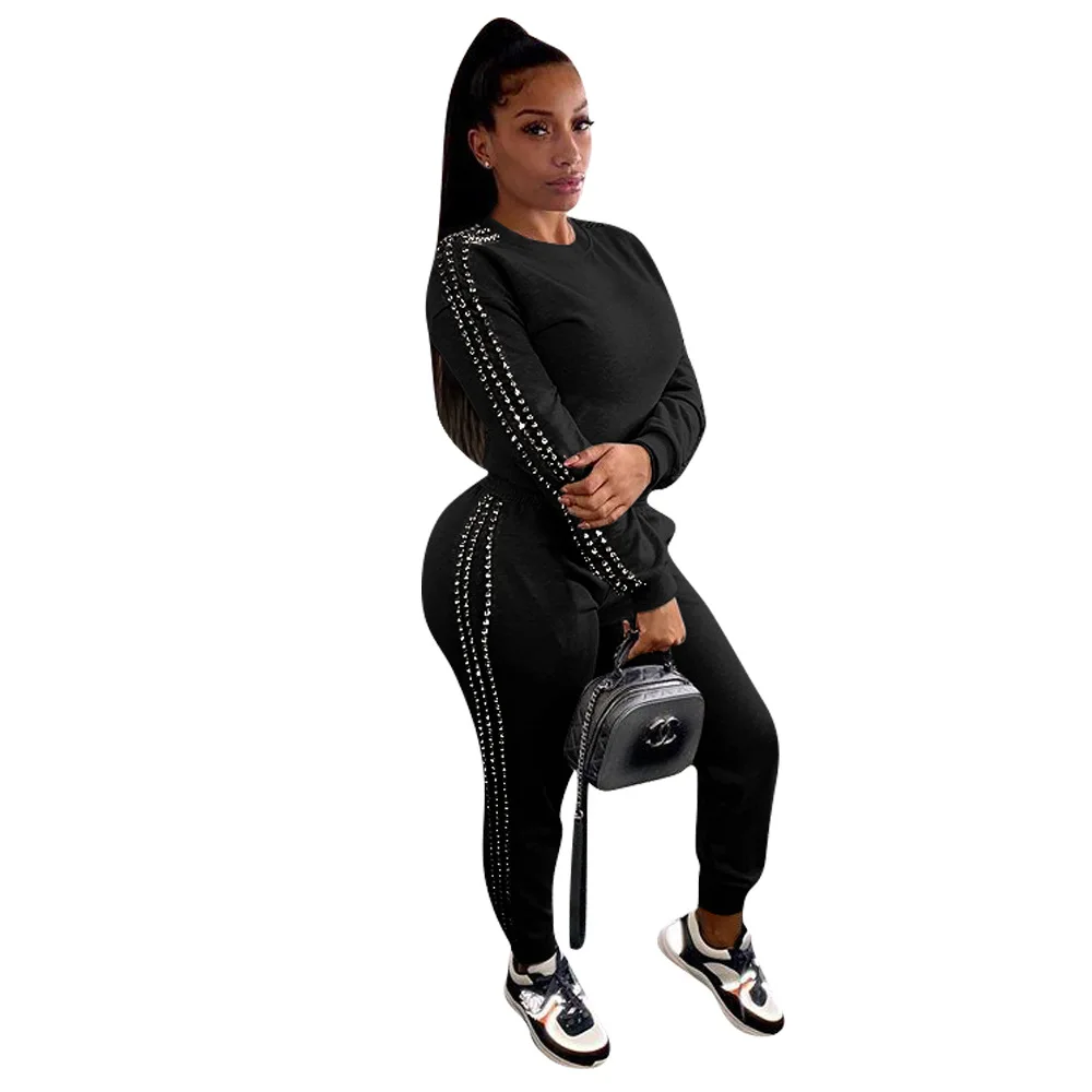 2019 Новый женский повседневный костюм осенний и зимний модный размера плюс с