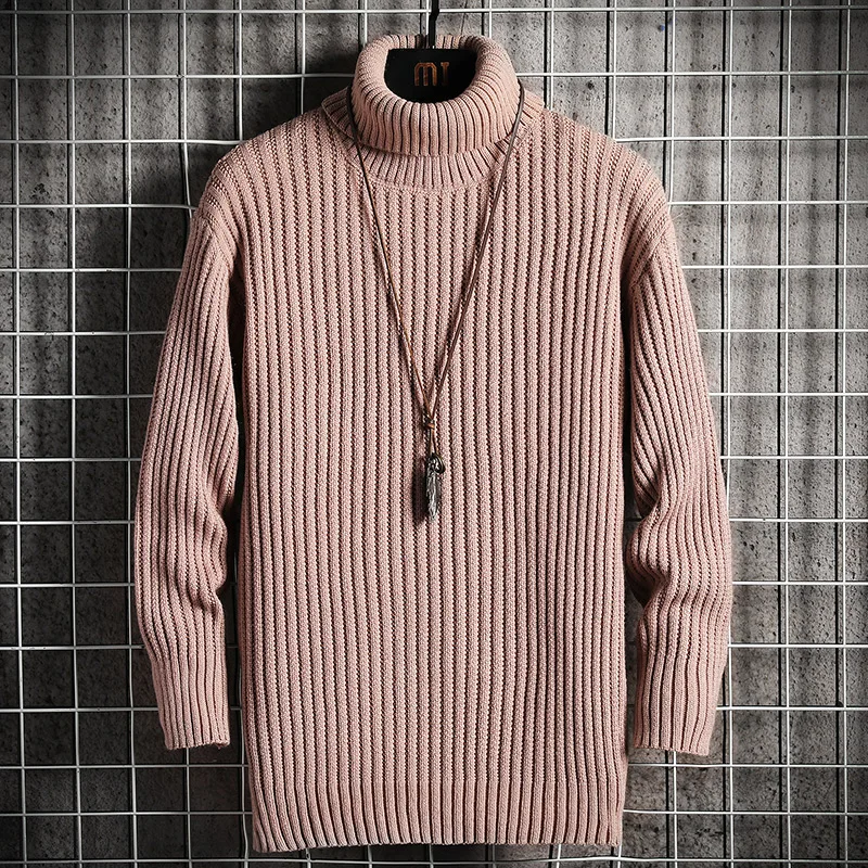 

2021 Men's Sweaters Fashion Streetwear Long sleeve Turtleneck Sweaters Men Casual Harajuku Hip Hop Solid Pullovers Sweater Mens