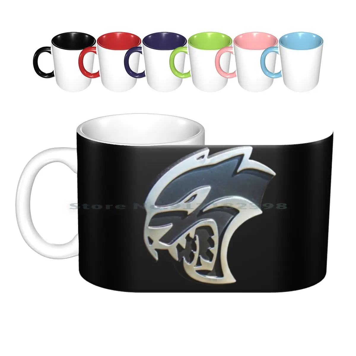 The 'kitty'-Challenger Srt Hellcat Emblem Ceramic Mugs Coffee Cups Milk Tea Mug Mopar Srt Hellcat Emblem Logo Kitty Detailed