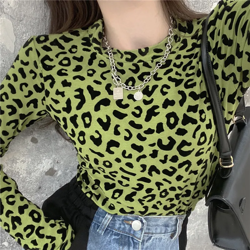 

Fashion Leopard Print T Shirt Women Tops Sexy Girl Long Sleeve Tee Shirt Femme Chemise Camiseta Feminina Camisa Mujer