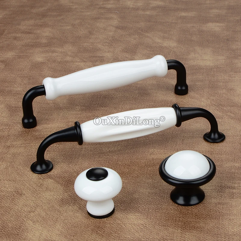 Элегантные белые 10 шт. европейские керамические дверные ручки для кухонного