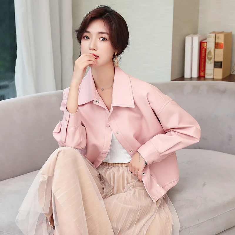 Кожаное замшевое пальто куртка на весну и осень Женская приталенная