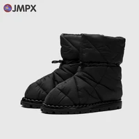 jmpx brand women fashion nylon ankle boots winter warm snow boots high quality quilted round toe flat bottom shoes waterproof