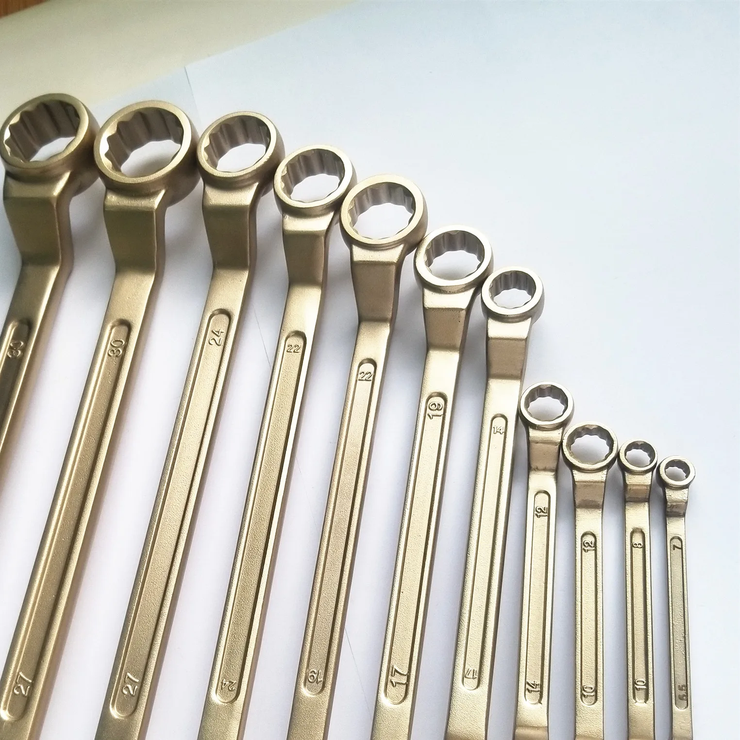 

double end ring spanner set aluminum bronze alloy spark resistant tools