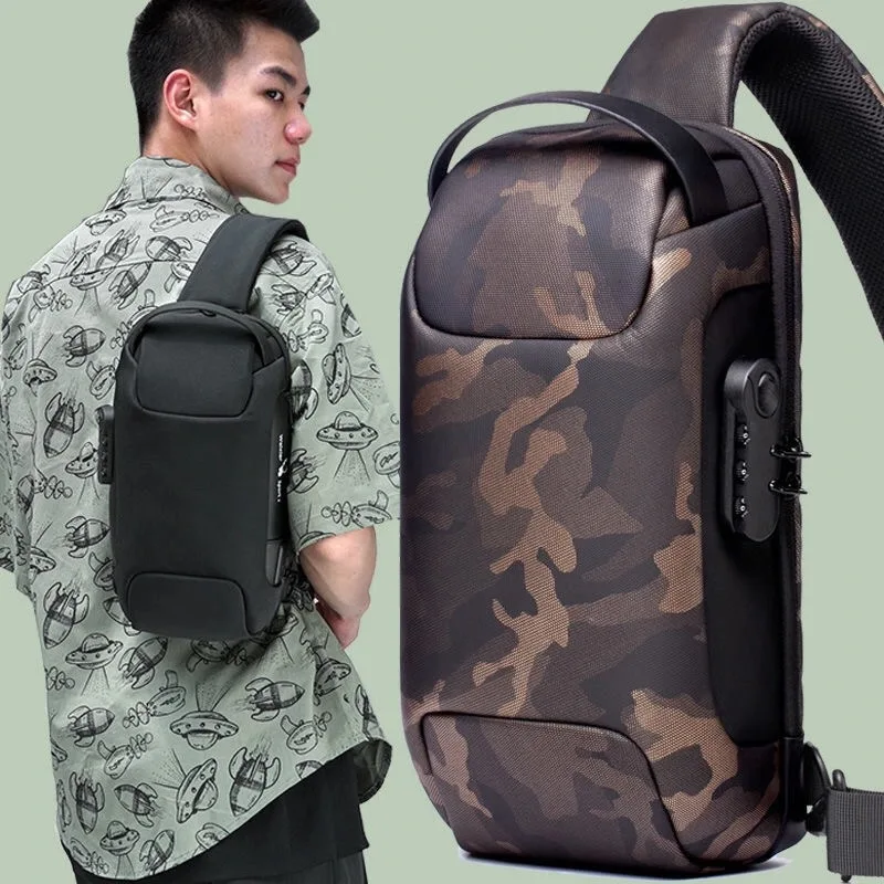 

Модная мужская мотоциклетная нагрудная сумка с USB-зарядкой, мужская сумка-мессенджер, нагрудная сумка с защитой от кражи, сумка-мессенджер д...