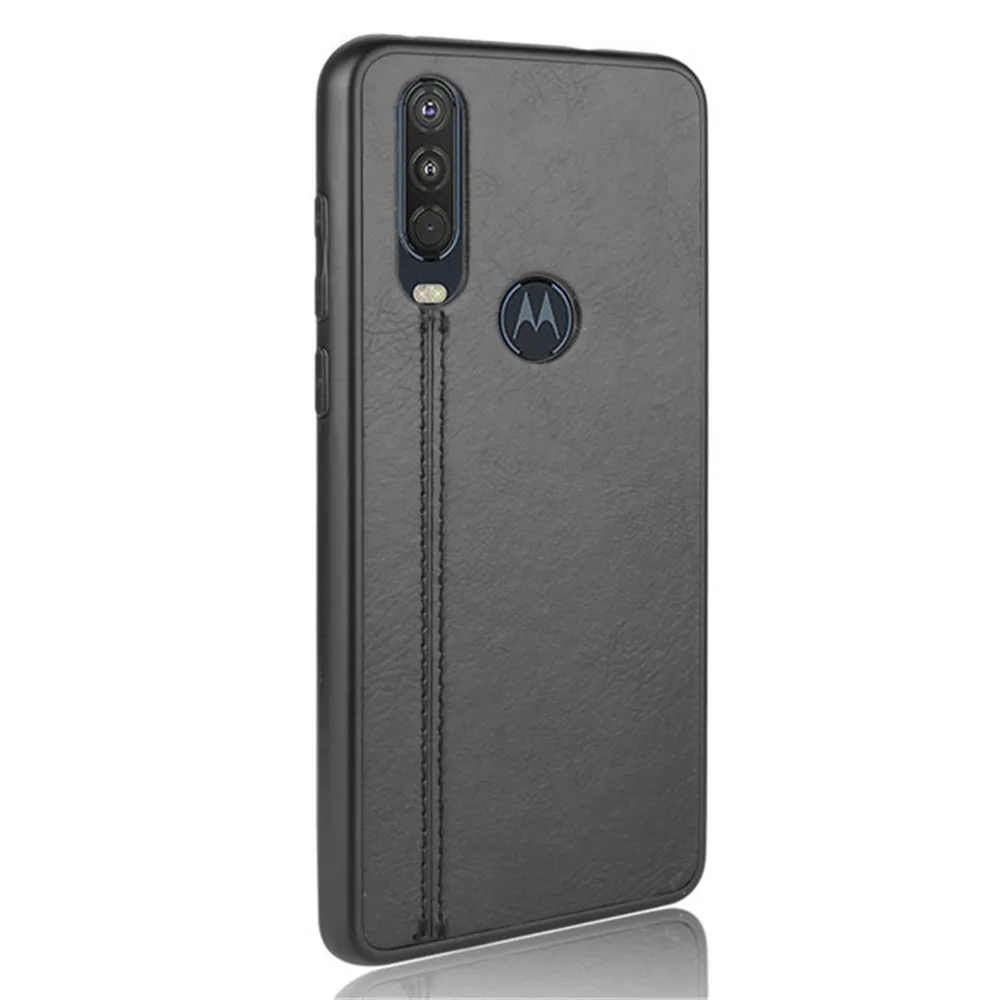 Чехол для Motorola Moto One Action Роскошный Жесткий чехол из телячьей кожи с линиями 6 3