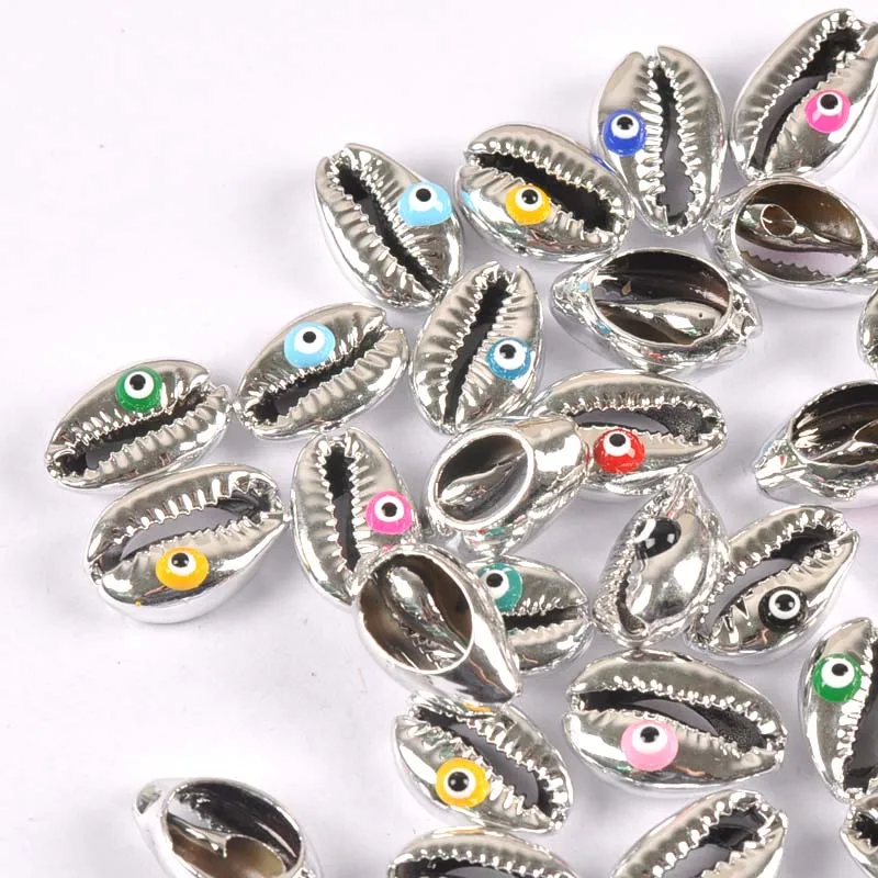 10 шт. серебристые бусины в виде глаза дьявола для самостоятельного изготовления
