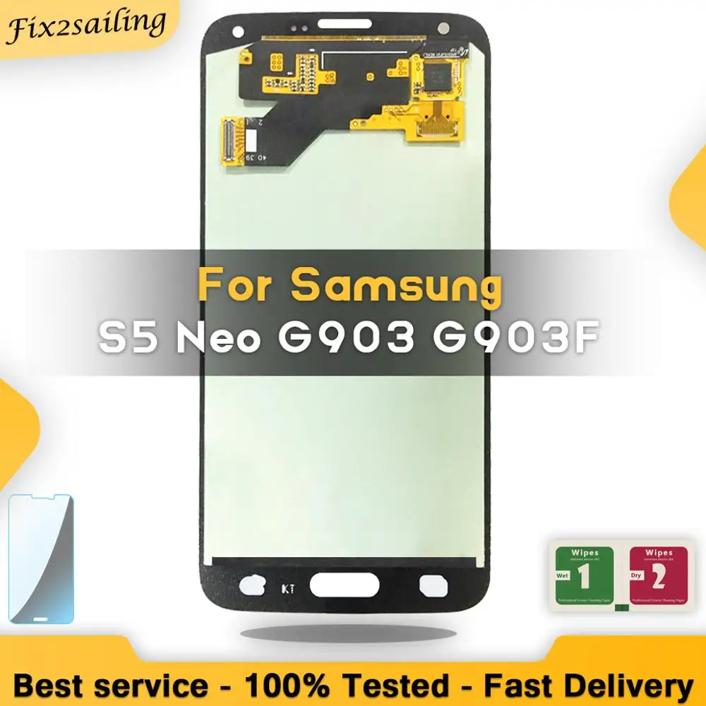 Super AMOLED Lcd Display For Samsung Galaxy S5 Neo G903 G903F LCD Screen Replacement Digitizer Assembly free shipping