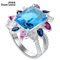 dreamcarnival1989 women cocktail rings 14mm zircon anniversary party must have russian red white blue new year jewelry wa11875bl