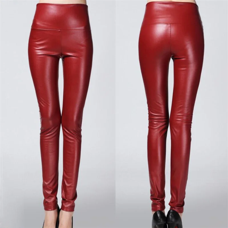 Женские леггинсы из искусственной кожи облегающие эластичные пикантные брюки