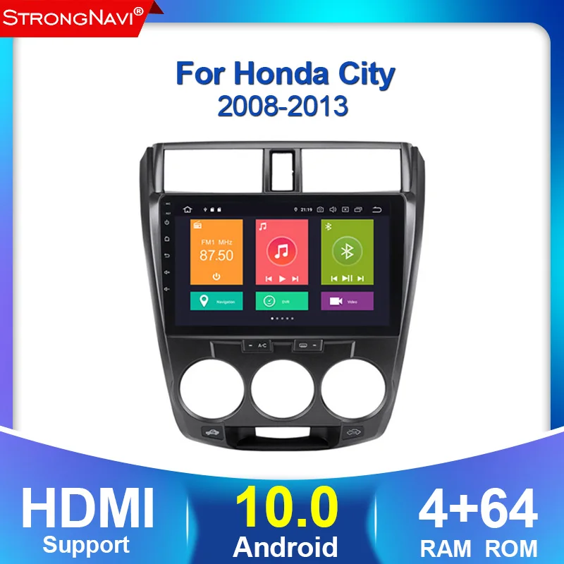 Автомобильный мультимедийный стерео плеер Android 10 4 + 64 ГБ 2.5D IPS DSP 2din для Honda CITY 2008 2009