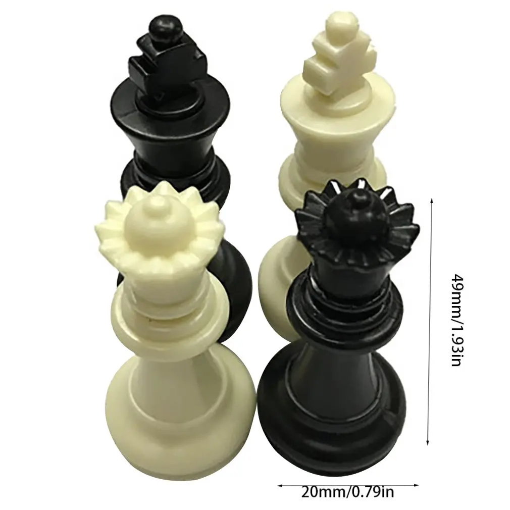 

32 Medieval Chess Pieces/Plastic Complete Chessmen International Competition Word Chess Game Entertainment Black&White