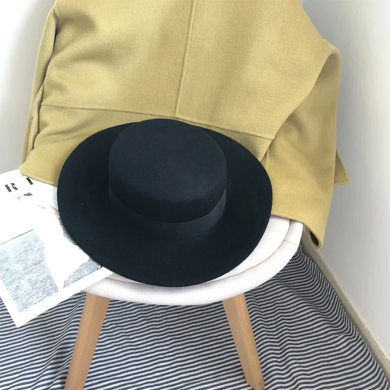 Классическая шляпа Porkpie с широкими полями фетровая верблюжьей и черной расцветки