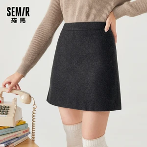 Юбка SEMIR трапециевидная женская, тонкая и теплая короткая повседневная юбка в Корейском стиле, черная, весна 2020