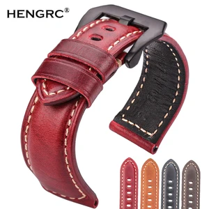 Ремешок из натуральной кожи для мужских и женских часов, аксессуары для часов, браслет из воловьей кожи синего желтого Красного коричневого цвета, 20 22 24 26 мм